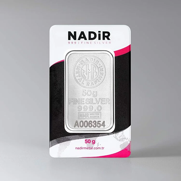 خرید شمش نقره ندیر 50 گرمی